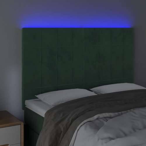 LED uzglavlje tamnozeleno 144x5x118/128 cm baršunasto - Tamnozelena 144 x 5 x 118/128 cm 1 Cijena