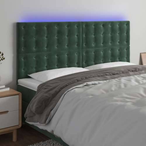 LED uzglavlje tamnozeleno 200x5x118/128 cm baršunasto - Tamnozelena 200 x 5 x 118/128 cm 1 Cijena