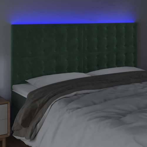 LED uzglavlje tamnozeleno 200x5x118/128 cm baršunasto - Tamnozelena 200 x 5 x 118/128 cm 1 Cijena
