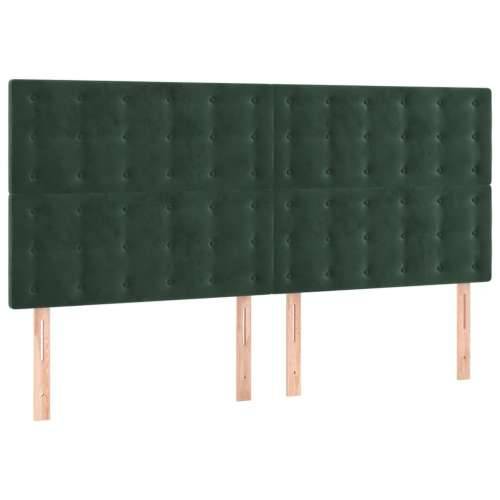 LED uzglavlje tamnozeleno 200x5x118/128 cm baršunasto - Tamnozelena 200 x 5 x 118/128 cm 1 Cijena