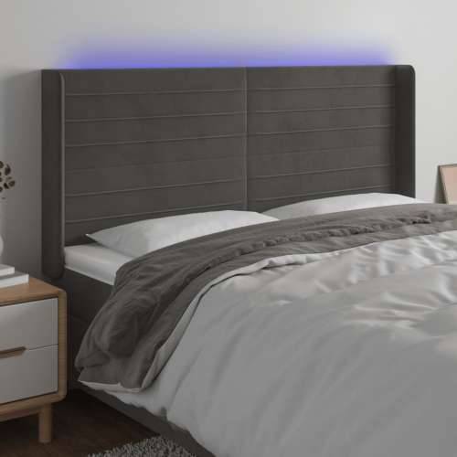 LED uzglavlje tamnosivo 163x16x118/128 cm baršunasto - Tamno siva 163 x 16 x 118/128 cm 1 Cijena