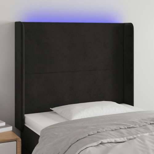 LED uzglavlje crno 83x16x118/128 cm baršunasto - Crna 83 x 16 x 118/128 cm 1 Cijena