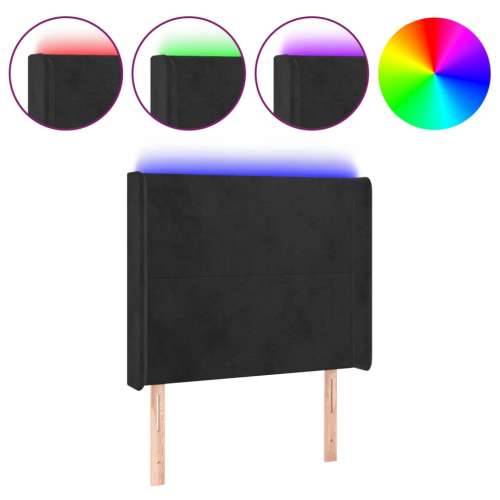 LED uzglavlje crno 83x16x118/128 cm baršunasto - Crna 83 x 16 x 118/128 cm 1 Cijena