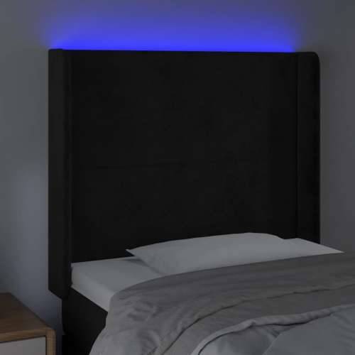 LED uzglavlje crno 83x16x118/128 cm baršunasto - Crna 83 x 16 x 118/128 cm 1 Cijena
