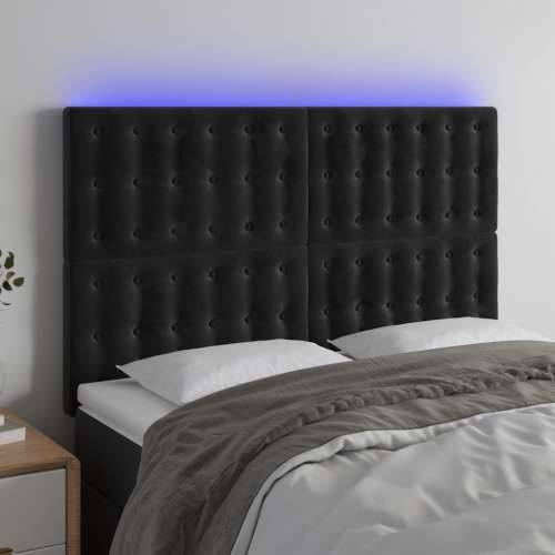 LED uzglavlje crno 144x5x118/128 cm baršunasto - Crna 144 x 5 x 118/128 cm 1 Cijena