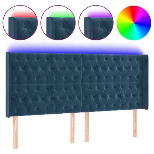 LED uzglavlje tamnoplavo 203 x 16 x 118/128 cm od tkanine - Tamno plava 203 x 16 x 118/128 cm 1 Cijena