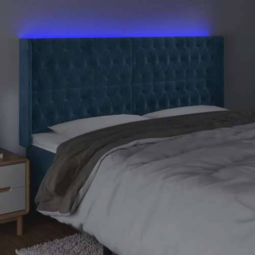 LED uzglavlje tamnoplavo 203 x 16 x 118/128 cm od tkanine - Tamno plava 203 x 16 x 118/128 cm 1 Cijena