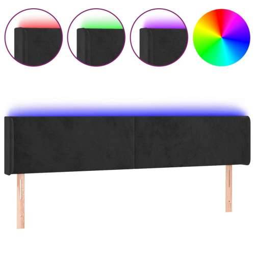 LED uzglavlje crno 203x16x78/88 cm baršunasto - Crna 203 x 16 x 78/88 cm 1 Cijena