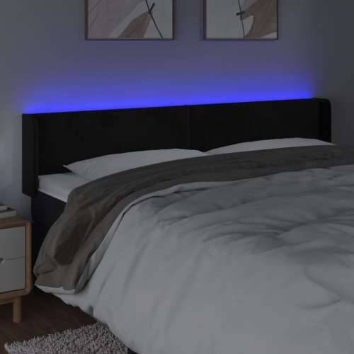 LED uzglavlje crno 203x16x78/88 cm baršunasto - Crna 203 x 16 x 78/88 cm 1 Cijena