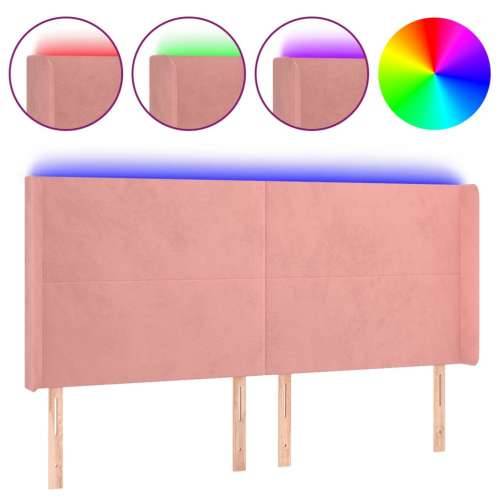 LED uzglavlje Ružičasta 163x16x118/128 cm baršunasto - Ružičasta 163 x 16 x 118/128 cm 1 Cijena