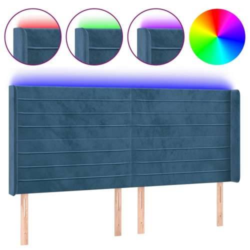 LED uzglavlje tamnoplavo 203 x 16 x 118/128 cm od tkanine - Tamno plava 203 x 16 x 118/128 cm 1 Cijena