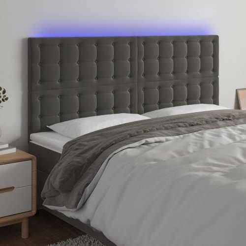 LED uzglavlje tamnosivo 180x5x118/128 cm baršunasto - Tamno siva 180 x 5 x 118/128 cm 1 Cijena