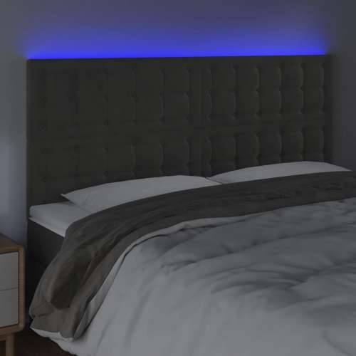 LED uzglavlje tamnosivo 180x5x118/128 cm baršunasto - Tamno siva 180 x 5 x 118/128 cm 1 Cijena