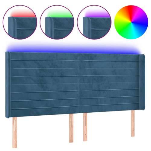 LED uzglavlje tamnoplavo 163x16x118/128 cm baršunasto - Tamno plava 163 x 16 x 118/128 cm 1 Cijena