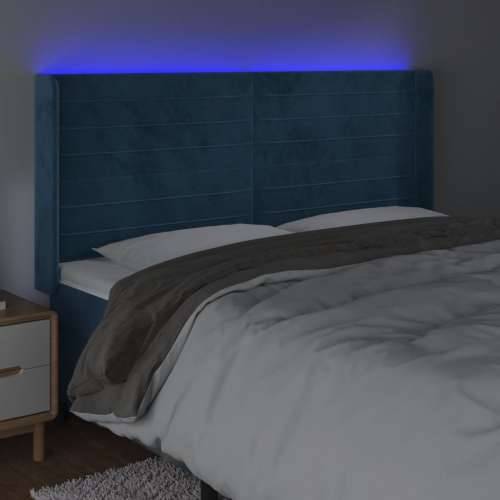 LED uzglavlje tamnoplavo 163x16x118/128 cm baršunasto - Tamno plava 163 x 16 x 118/128 cm 1 Cijena