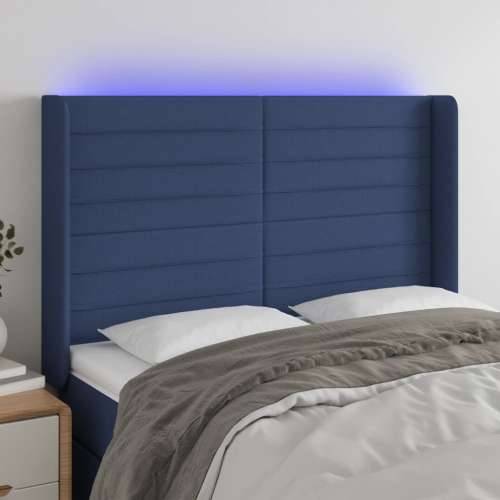LED uzglavlje plavo 147 x 16 x 118/128 cm od tkanine - Plava 147 x 16 x 118/128 cm 1 Cijena