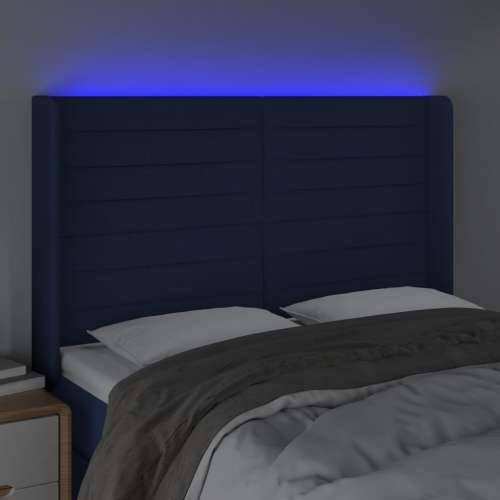 LED uzglavlje plavo 147 x 16 x 118/128 cm od tkanine - Plava 147 x 16 x 118/128 cm 1 Cijena