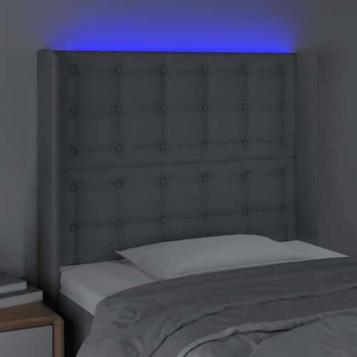 LED uzglavlje svjetlosivo 93 x 16 x 118/128 cm od tkanine - Svjetlosiva 93 x 16 x 118/128 cm 1 Cijena