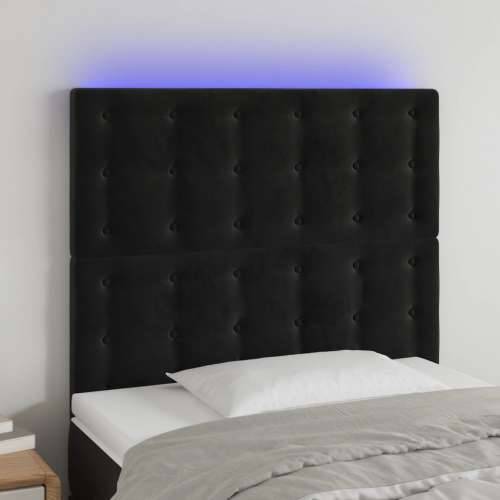 LED uzglavlje crno 80x5x118/128 cm baršunasto - Crna 80 x 5 x 118/128 cm 1 Cijena
