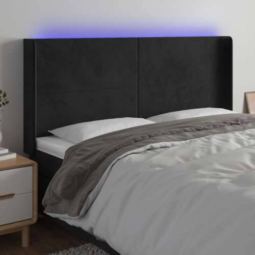 LED uzglavlje crno 203 x 16 x 118/128 cm baršunasto - Crna 203 x 16 x 118/128 cm 1 Cijena