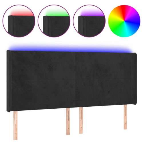 LED uzglavlje crno 203 x 16 x 118/128 cm baršunasto - Crna 203 x 16 x 118/128 cm 1 Cijena