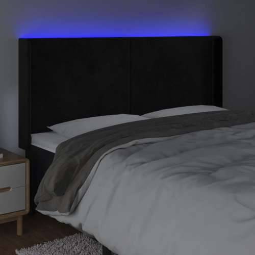LED uzglavlje crno 203 x 16 x 118/128 cm baršunasto - Crna 203 x 16 x 118/128 cm 1 Cijena