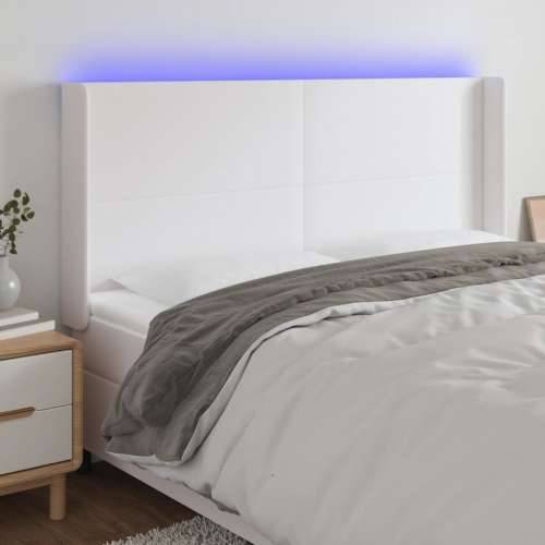 LED uzglavlje bijelo 163x16x118/128 cm od umjetne kože - Bijela 163 x 16 x 118/128 cm 1 Cijena