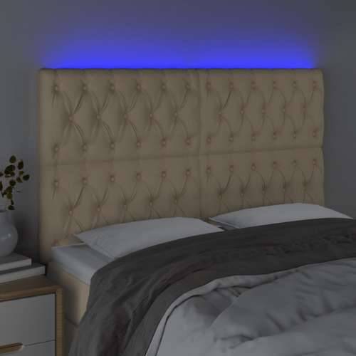 LED uzglavlje krem 144x7x118/128 cm od tkanine - Krema 144 x 7 x 118/128 cm 1 Cijena