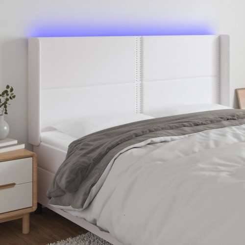 LED uzglavlje bijelo 163x16x118/128 cm od umjetne kože - Bijela 163 x 16 x 118/128 cm 1 Cijena