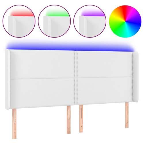 LED uzglavlje bijelo 163x16x118/128 cm od umjetne kože - Bijela 163 x 16 x 118/128 cm 1 Cijena