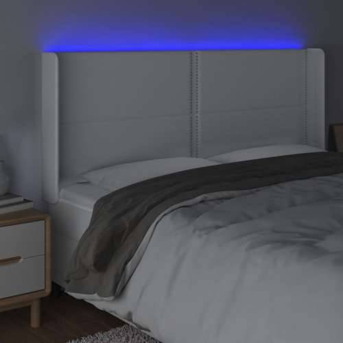 LED uzglavlje bijelo 163x16x118/128 cm od umjetne kože - Bijela 163 x 16 x 118/128 cm 1 Cijena
