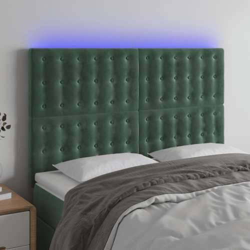 LED uzglavlje tamnozeleno 144x5x118/128 cm baršunasto - Tamnozelena 144 x 5 x 118/128 cm 1 Cijena