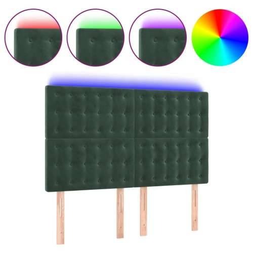 LED uzglavlje tamnozeleno 144x5x118/128 cm baršunasto - Tamnozelena 144 x 5 x 118/128 cm 1 Cijena