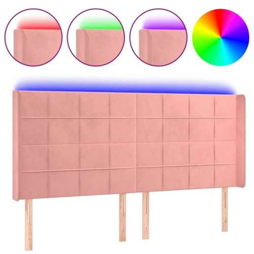 LED uzglavlje Ružičasta 163x16x118/128 cm baršunasto - Ružičasta 163 x 16 x 118/128 cm 1 Cijena