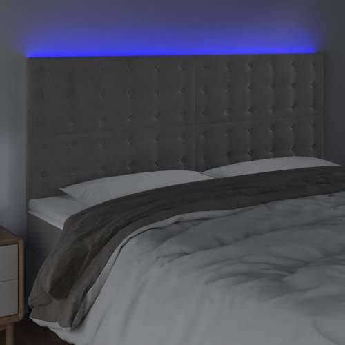 LED uzglavlje svjetlosivo 200x5x118/128 cm baršunasto - Svjetlosiva 200 x 5 x 118/128 cm 1 Cijena