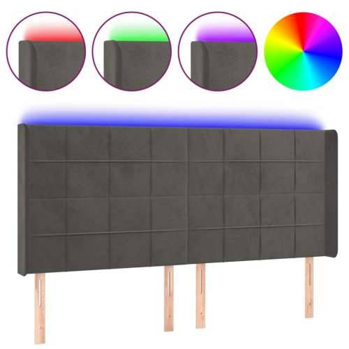 LED uzglavlje tamnosivo 183 x 16 x 118/128 cm baršunasto - Tamno siva 183 x 16 x 118/128 cm 1 Cijena