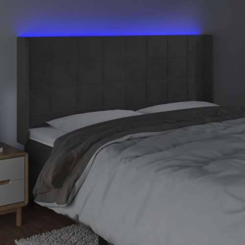 LED uzglavlje tamnosivo 183 x 16 x 118/128 cm baršunasto - Tamno siva 183 x 16 x 118/128 cm 1 Cijena