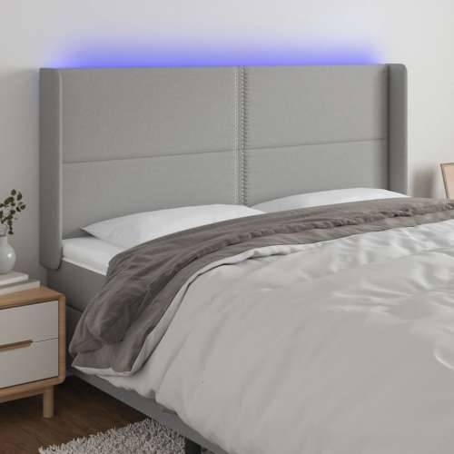 LED uzglavlje svjetlosivo 183 x 16 x 118/128 cm od tkanine - Svjetlosiva 183 x 16 x 118/128 cm 1 Cijena