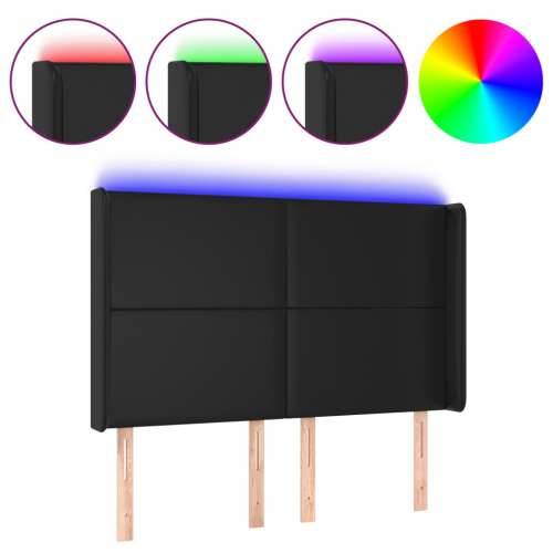 LED uzglavlje crno 147x16x118/128 cm od umjetna koža - Crna 147 x 16 x 118/128 cm 1 Cijena