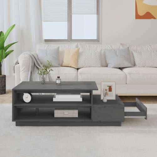 Stolić za kavu sivi 120 x 50 x 40,5 cm od masivne borovine - Siva 1 Cijena
