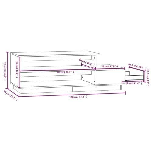 Stolić za kavu sivi 120 x 50 x 40,5 cm od masivne borovine - Siva 1 Cijena