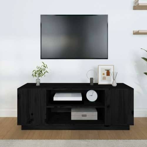 TV ormarić crni 110 x 35 x 40,5 cm od masivne borovine - Crna 1 Cijena