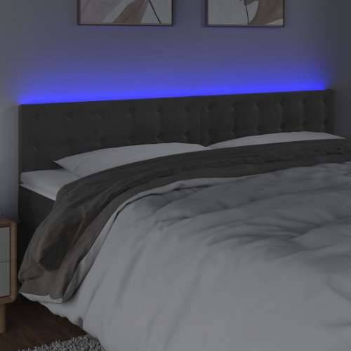 LED uzglavlje tamnosivo 160x5x78/88 cm baršunasto - Tamno siva 160 x 5 x 78/88 cm 1 Cijena