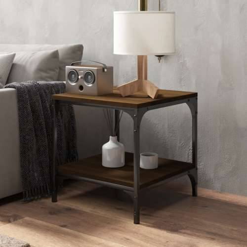 Bočni stolić smeđa boja hrasta 40x40x40 cm konstruirano drvo Cijena