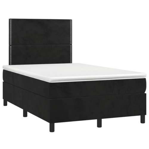 Box spring krevet s madracem crni 120 x 200 cm baršunasti - Crna 120 x 200 cm Obično s čavlima Cijena