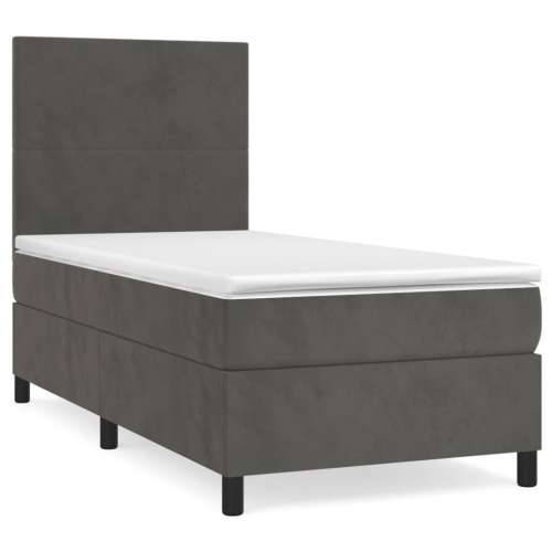 Box spring krevet s madracem tamnosivi 90x190 cm baršunasti - Tamno siva 90 x 190 cm Gladak dizajn Cijena