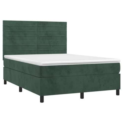 Krevet s oprugama i madracem tamnozeleni 140x190 cm baršunasti - Tamnozelena 140 x 190 cm vodoravne pruge Cijena