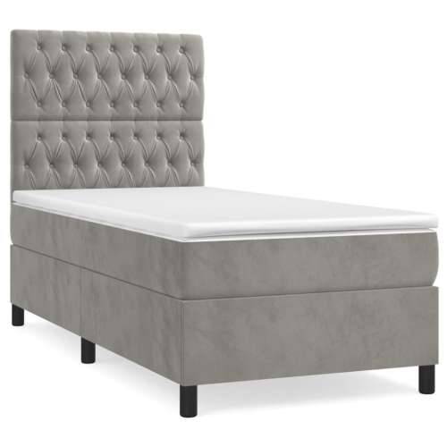 Box spring krevet s madracem svjetlosivi 80 x 200 cm baršunasti - Svjetlosiva 80 x 200 cm Dizajn s gumbima Cijena