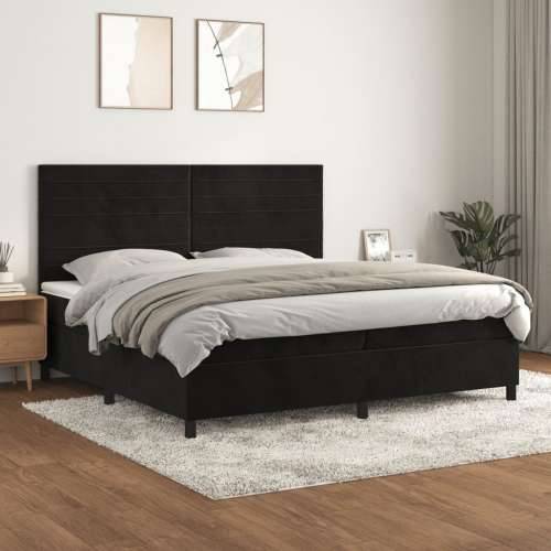 Krevet s oprugama i madracem crni 200x200 cm baršunasti - Crna 200 x 200 cm vodoravne pruge Cijena
