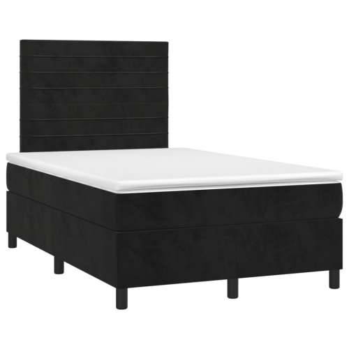 Box spring krevet s madracem crni 120 x 200 cm baršunasti - Crna 120 x 200 cm vodoravne pruge Cijena